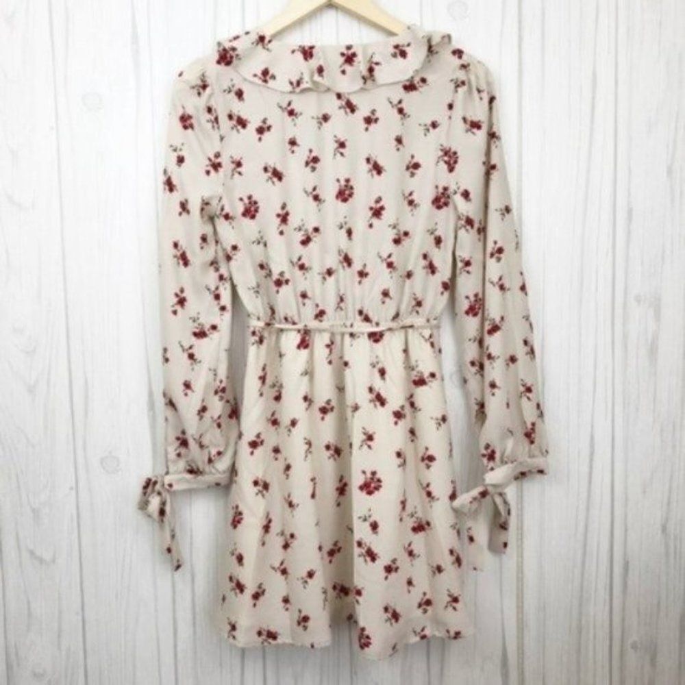 MOON RIVER Floral Ruffle Faux Wrap Dress  - Picture 6 of 7